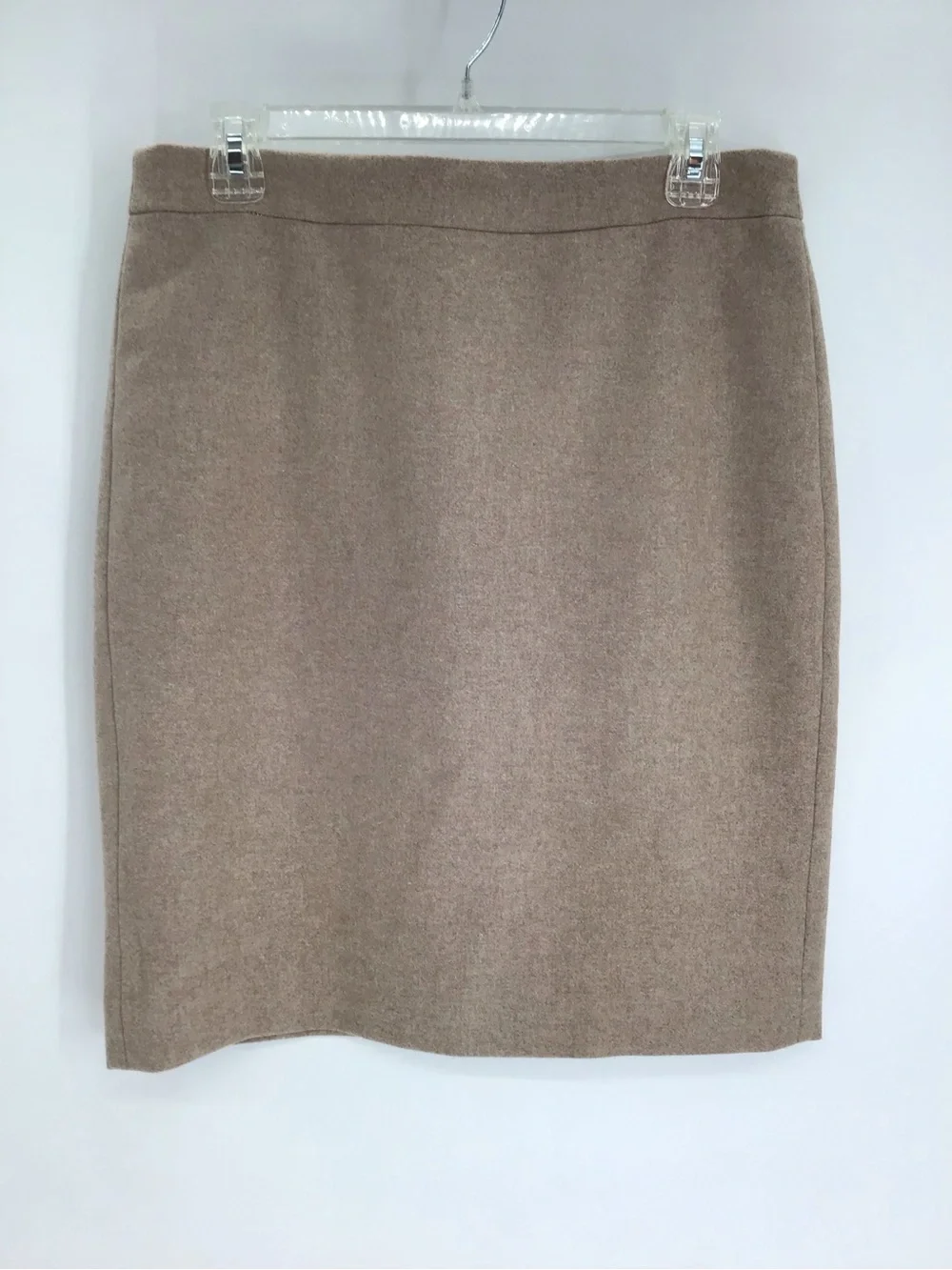 J Crew Merino Wool Blend Pencil Skirt Classic Minimalist Camel Career Size 8
